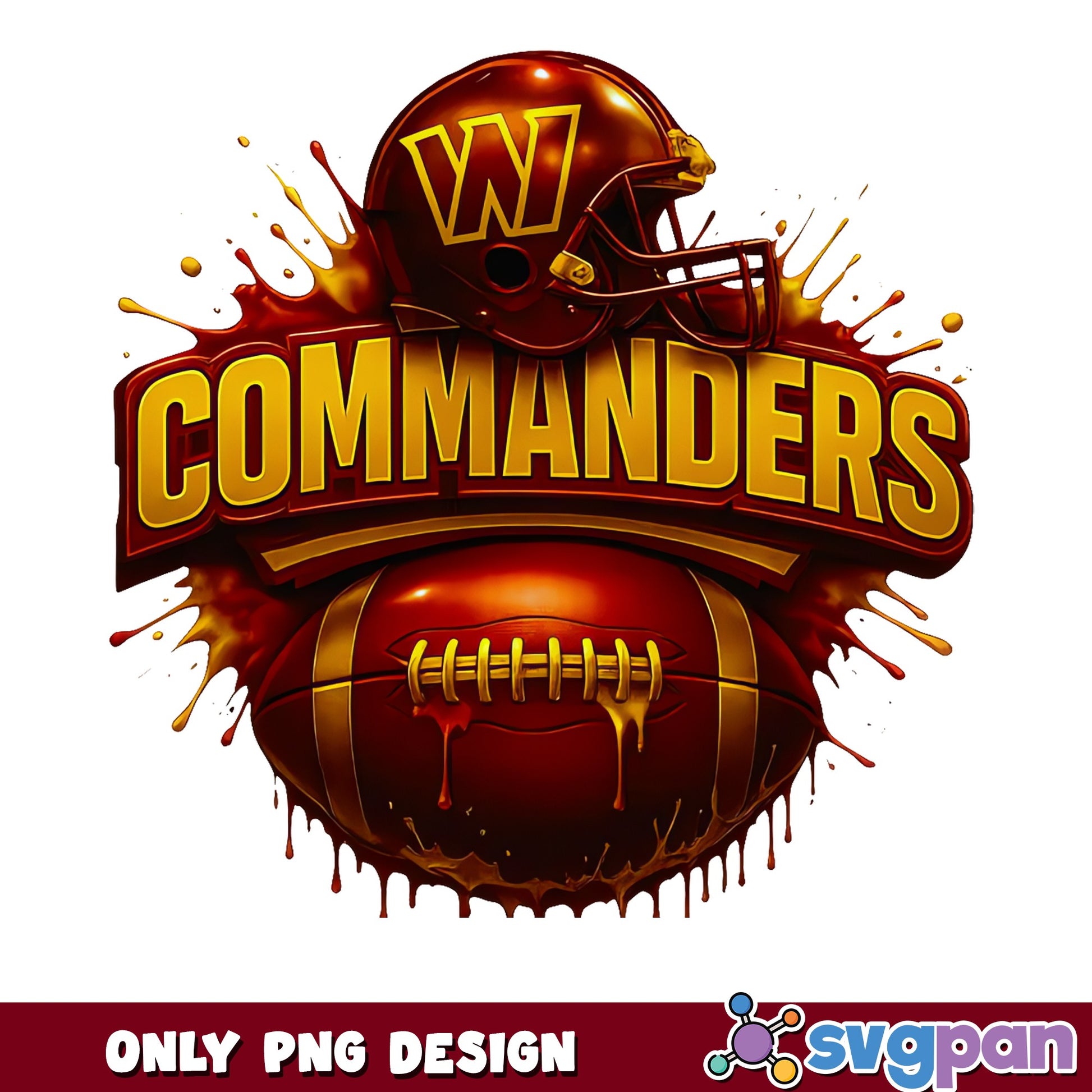 Washington Commanders PNG, NFL Football Drip Design, Commanders PNG