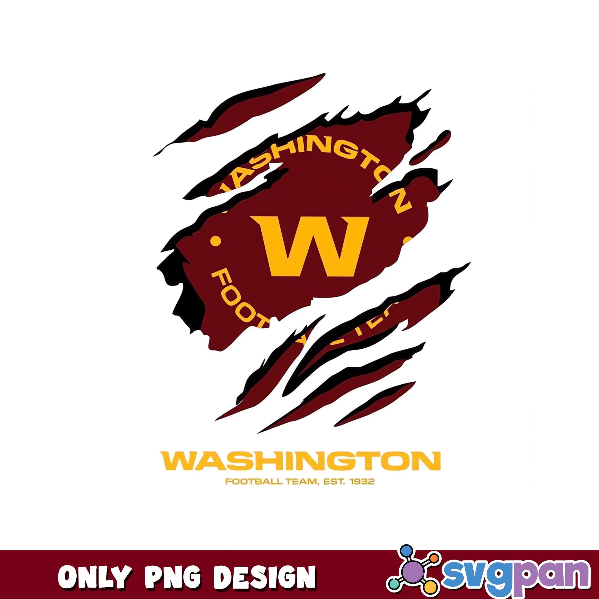 Washington Football Team Ripped PNG, NFL Team PNG, Football PNG