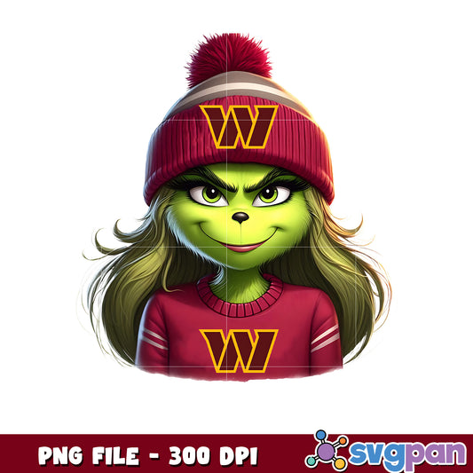 Washington commanders girl grinch png,  commanders grinch png, nfl football​ png