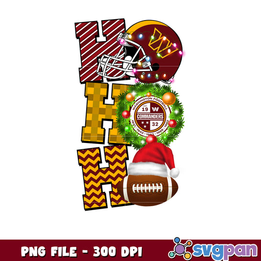 Washington commanders helmet hohoho png, nfl christmas games​ png, super bowl 2025