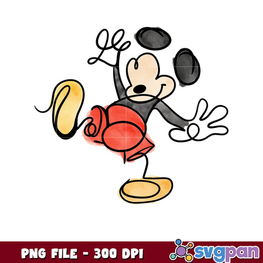 Watercolor Mickey Mouse PNG Download