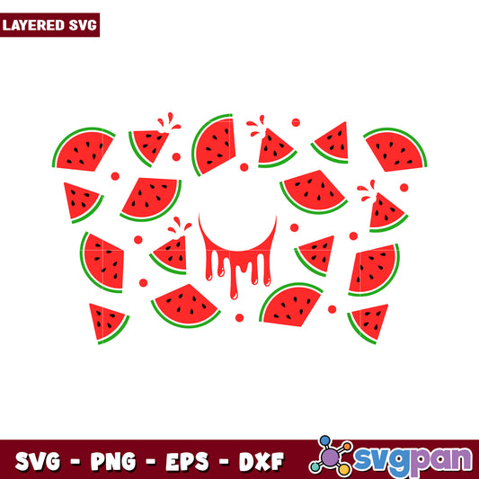 Watermelon Splash SVG Design, colorful fruit graphics for crafts
