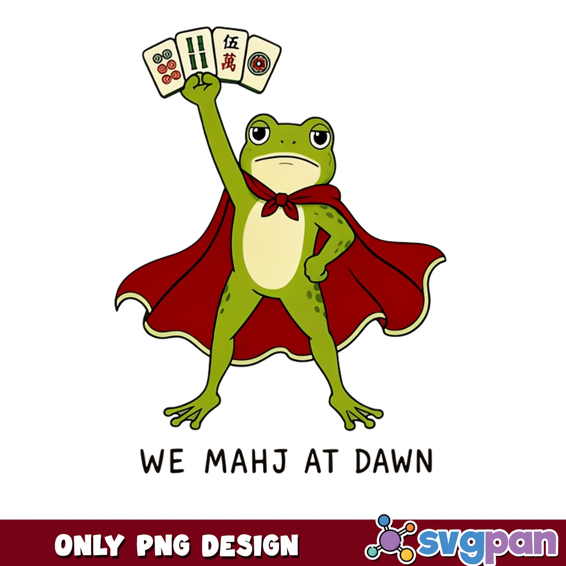 We Mahj At Dawn Frog PNG, Mahjong Frog PNG, Funny Frog PNG