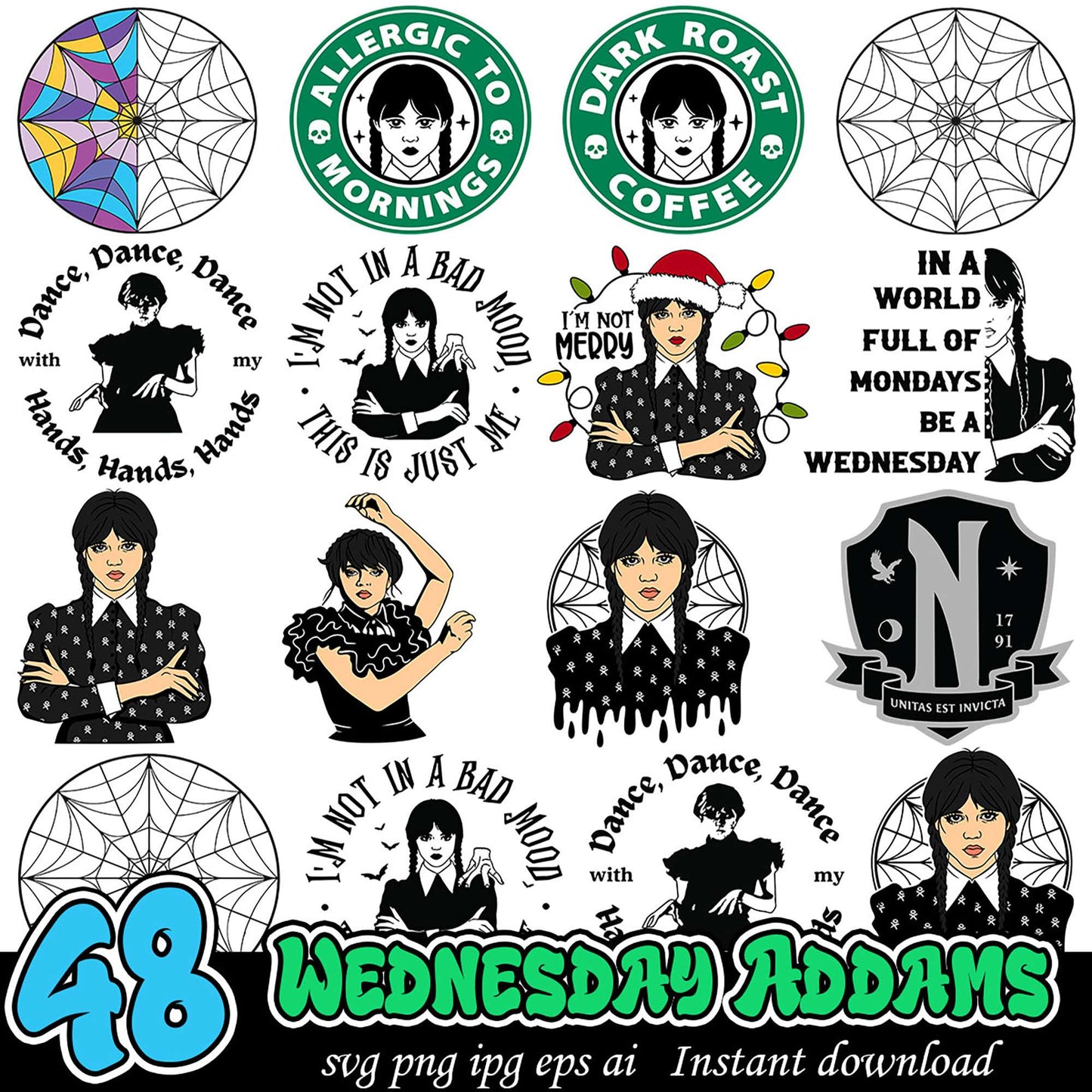 Wednesday Addams SVG Bundle 48 Designs