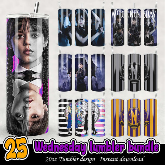 Wednesday Tumbler Bundle 25 PNG Designs