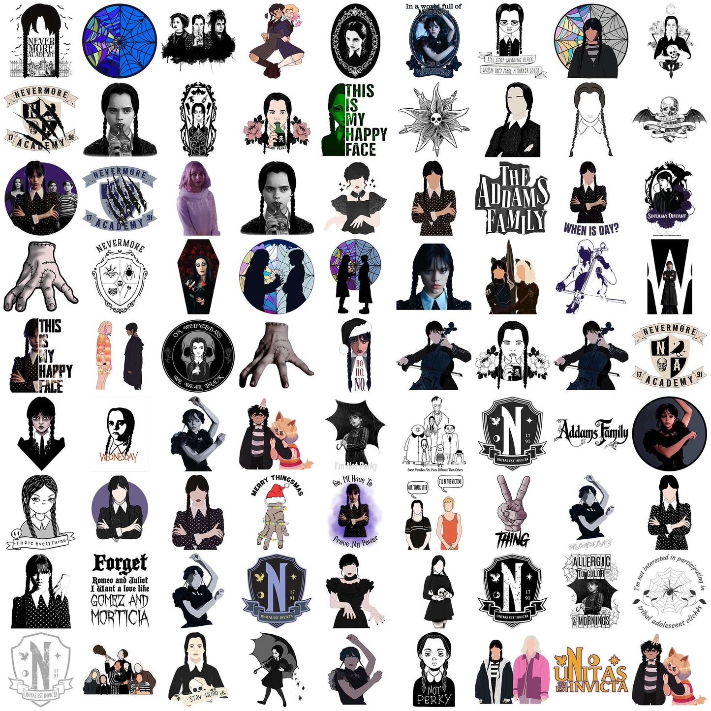 Wednesday designs png bundle, wednesday tv series png, wednesday characters png