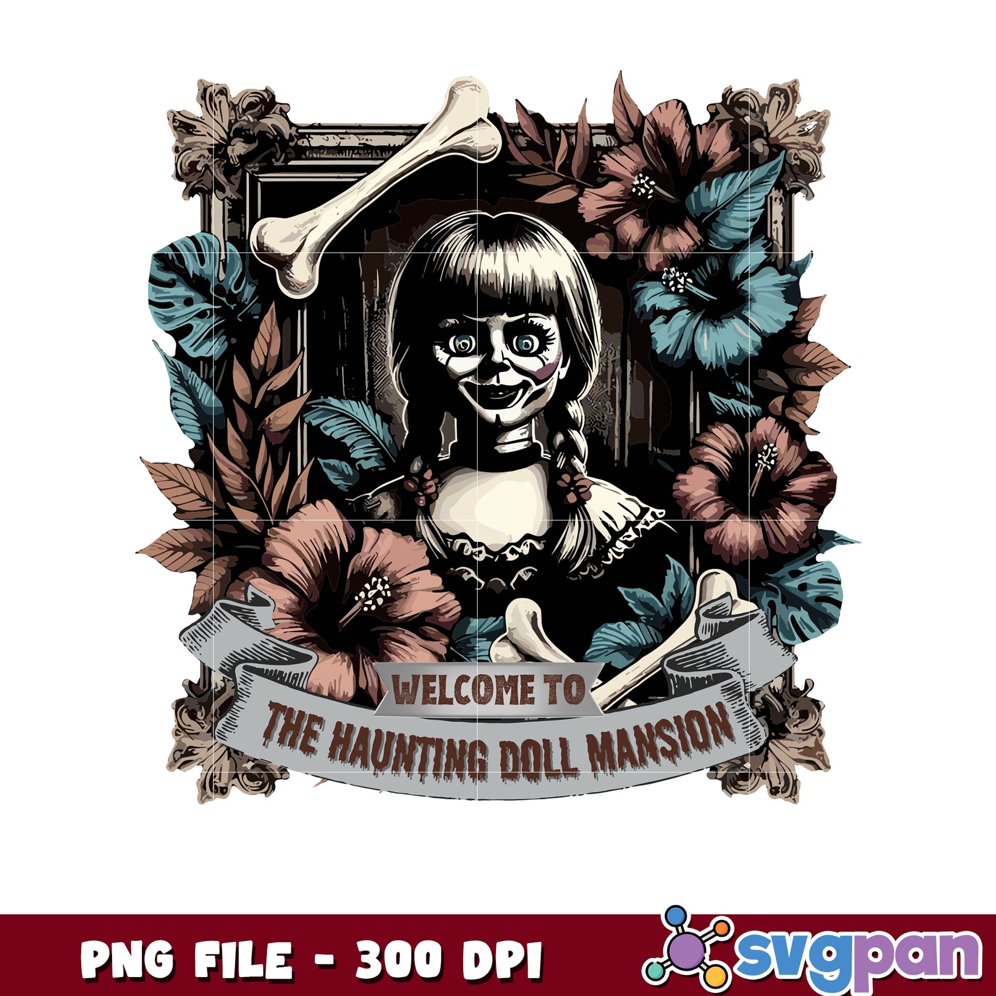 Welcome to the haunting doll masion png, halloween horror characters png, halloween town png