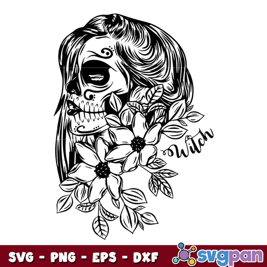 White Witch Zoe Skull Print Halloween svg