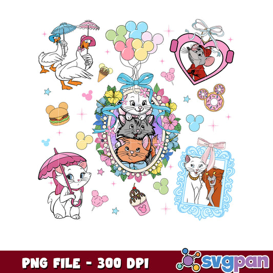 White cat characters design png, disney characters png, disneyland evnet 2025 png