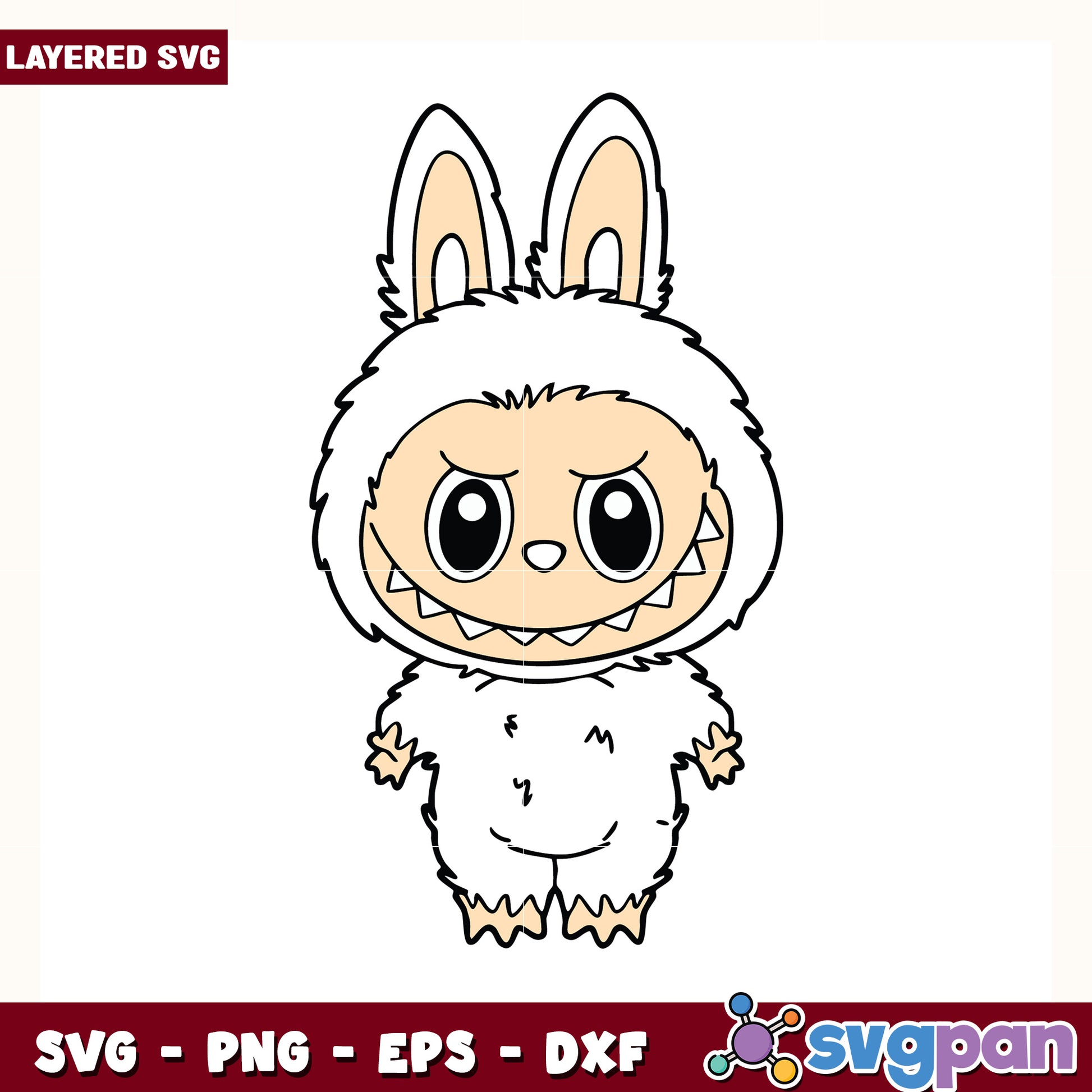 White labubu design svg, cute labubu svg, popmart labubu svg
