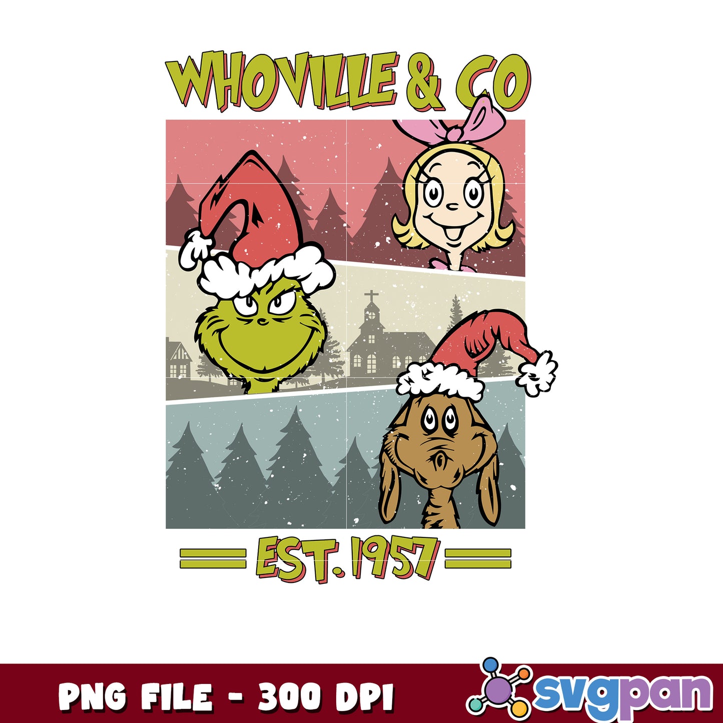 Whoville and co png, grinch home png, grinch friends png