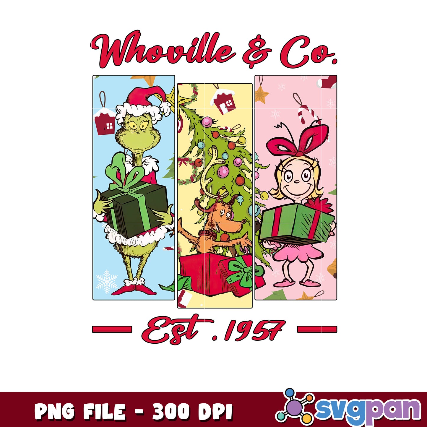 Whoville and co png, grinch pajamas​​ png, grinch tree​ png