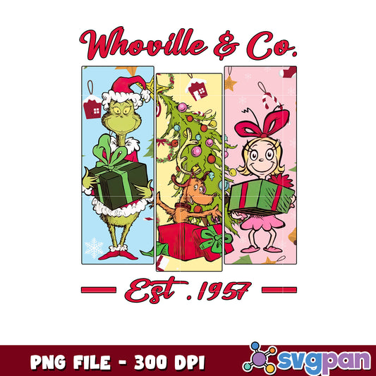 Whoville and co png, grinch pajamas​​ png, grinch tree​ png