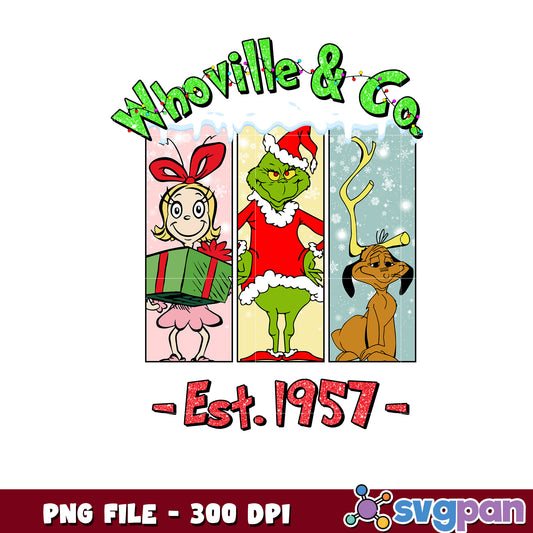 Whoville est 1957 png, grinch pajamas​​ png, grinch tree​ png
