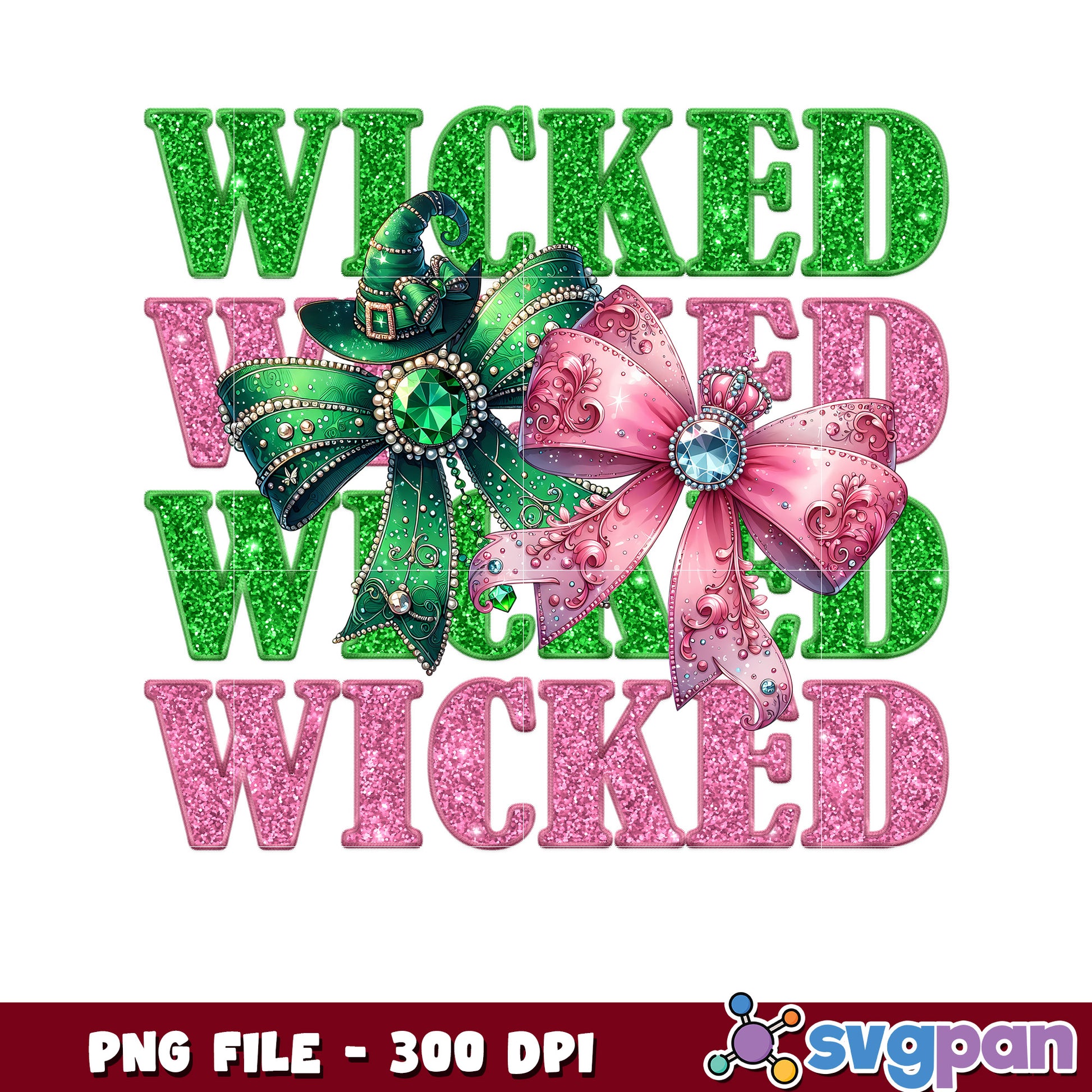Wicked Glitter Bows PNG Sublimation
