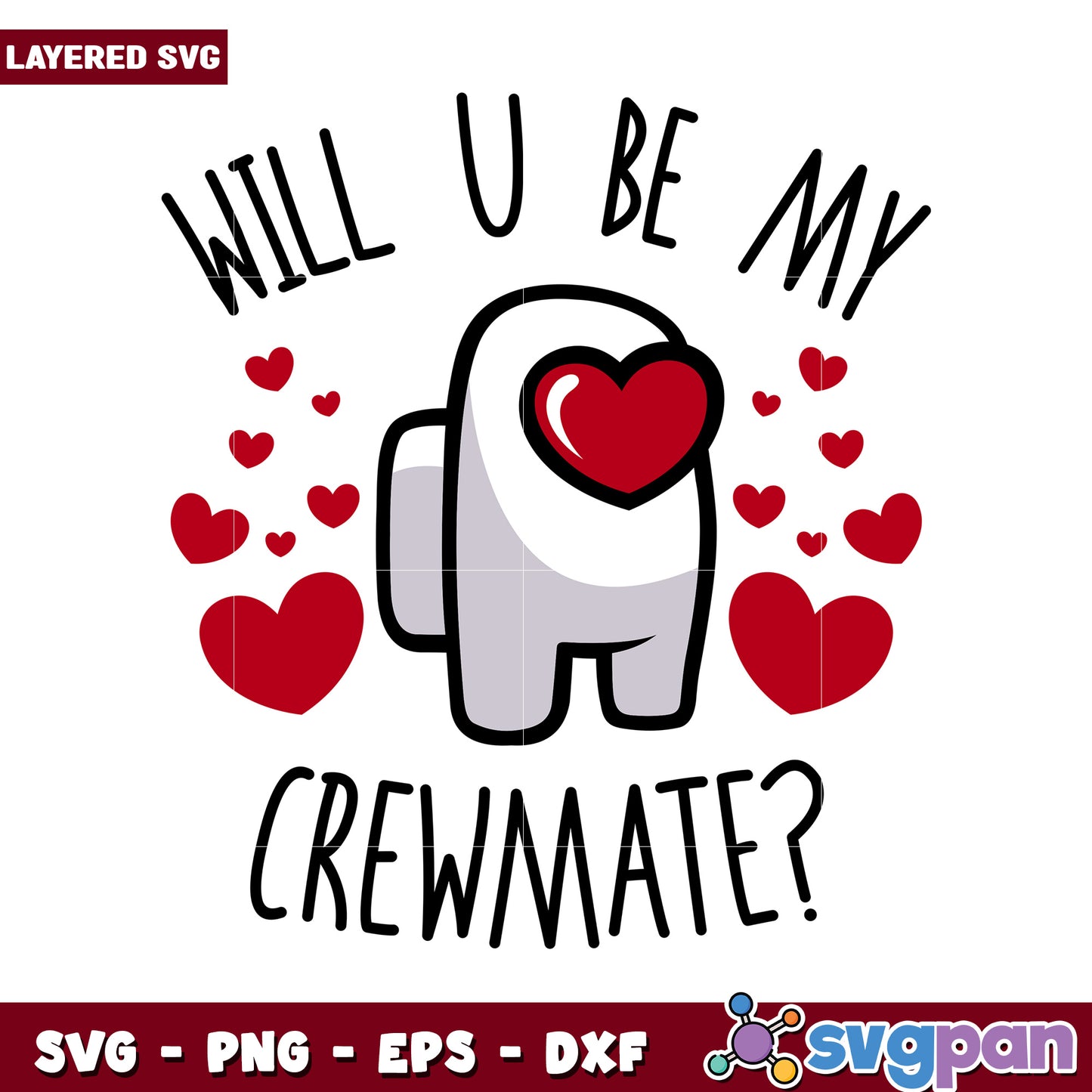 Will you be my crewmate SVG design, perfect for gamers and lovers