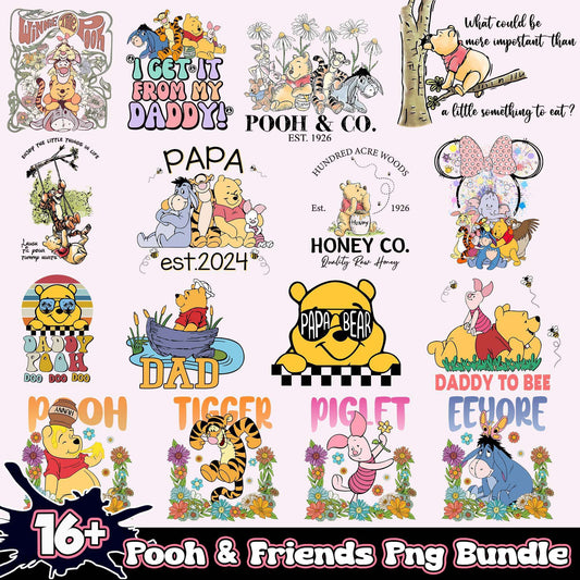 Winne the Pooh PNG Bundle 16 Designs