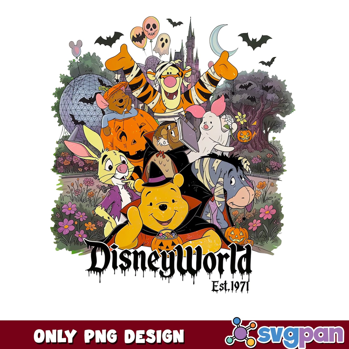 Winnie Pooh And Friends Disney World Est 1971 Halloween PNG, Tigger
