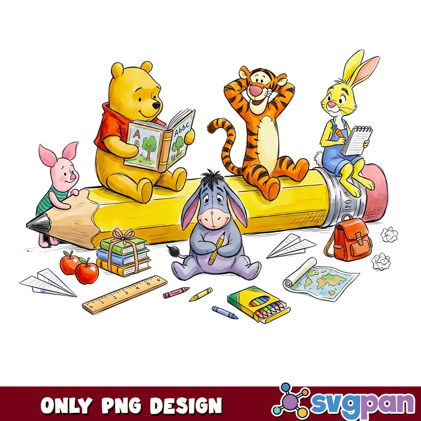 Winnie The Pooh Back To School PNG, Disney Friends PNG, Teacher PNG