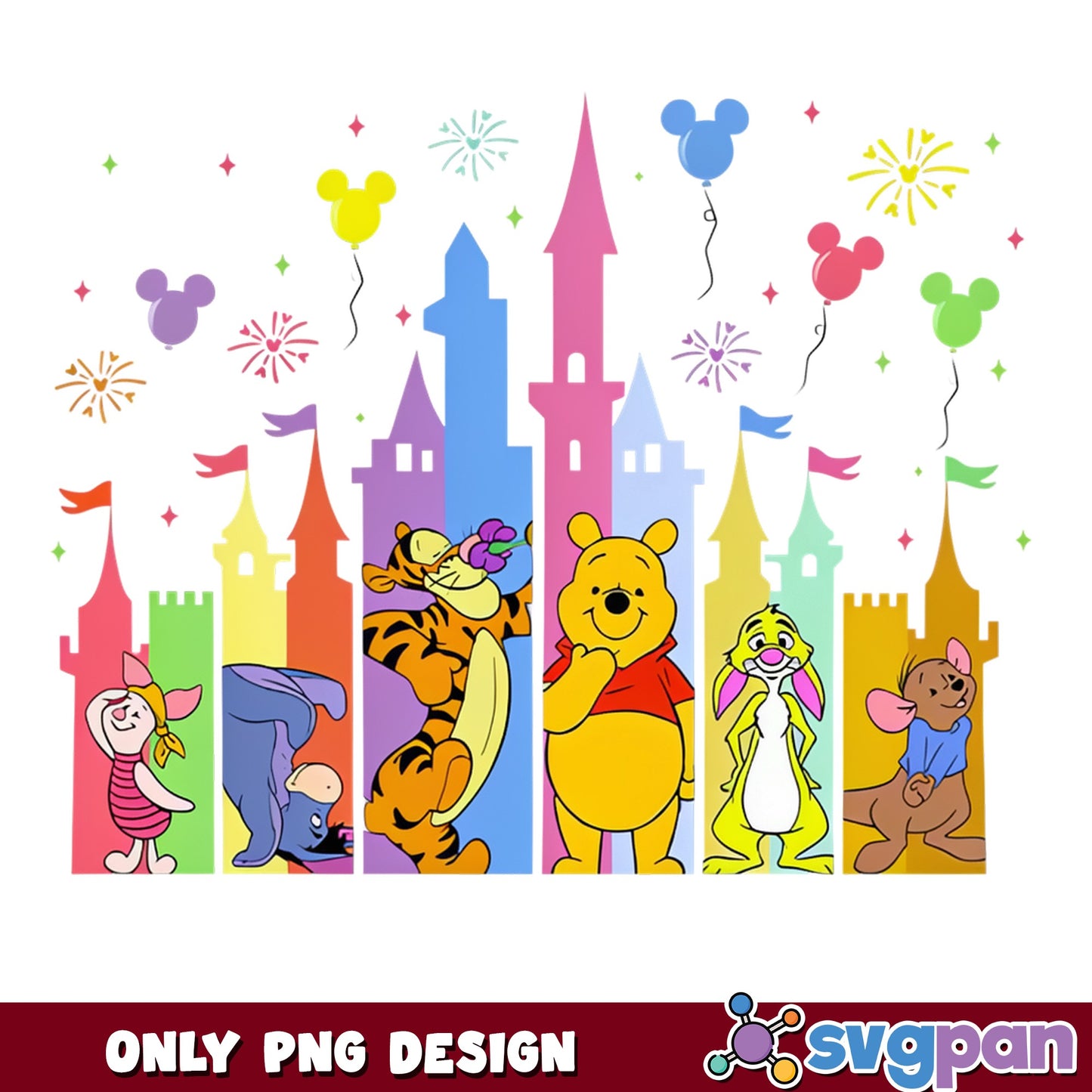 Winnie The Pooh Disney Castle PNG, Pooh Friends PNG, Disney PNG