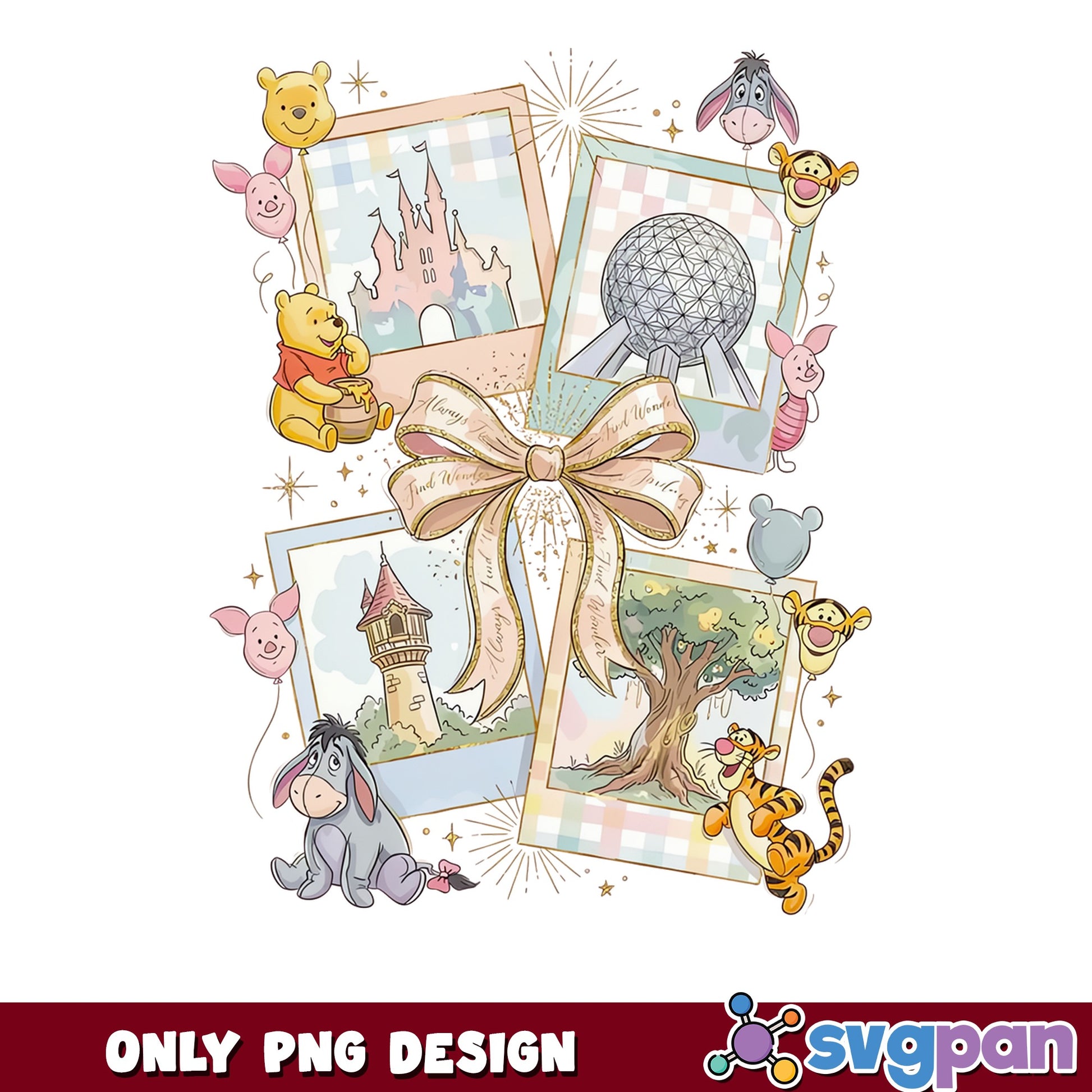 Winnie The Pooh Disney Parks Polaroid PNG, Pooh Friends PNG, Disney PNG