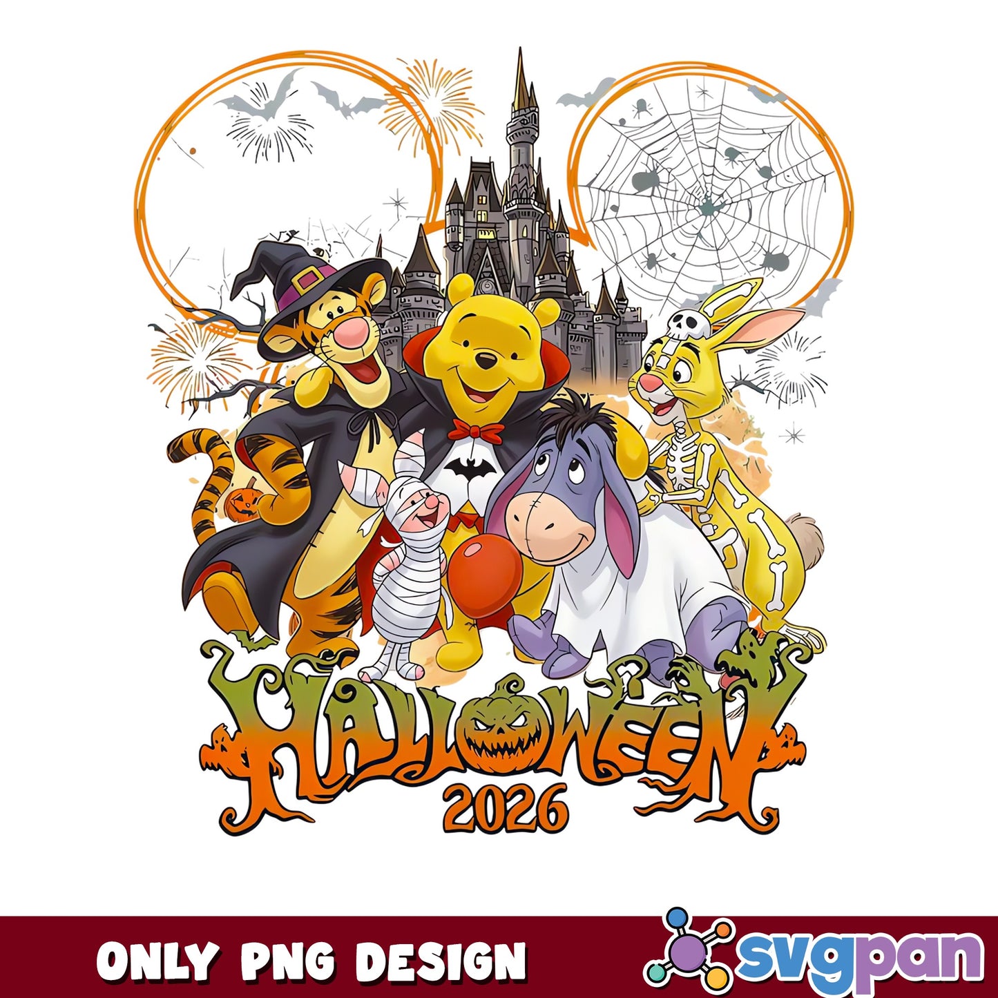 Winnie The Pooh Halloween 2026 Disney Castle PNG, Tigger Eeyore, PNG