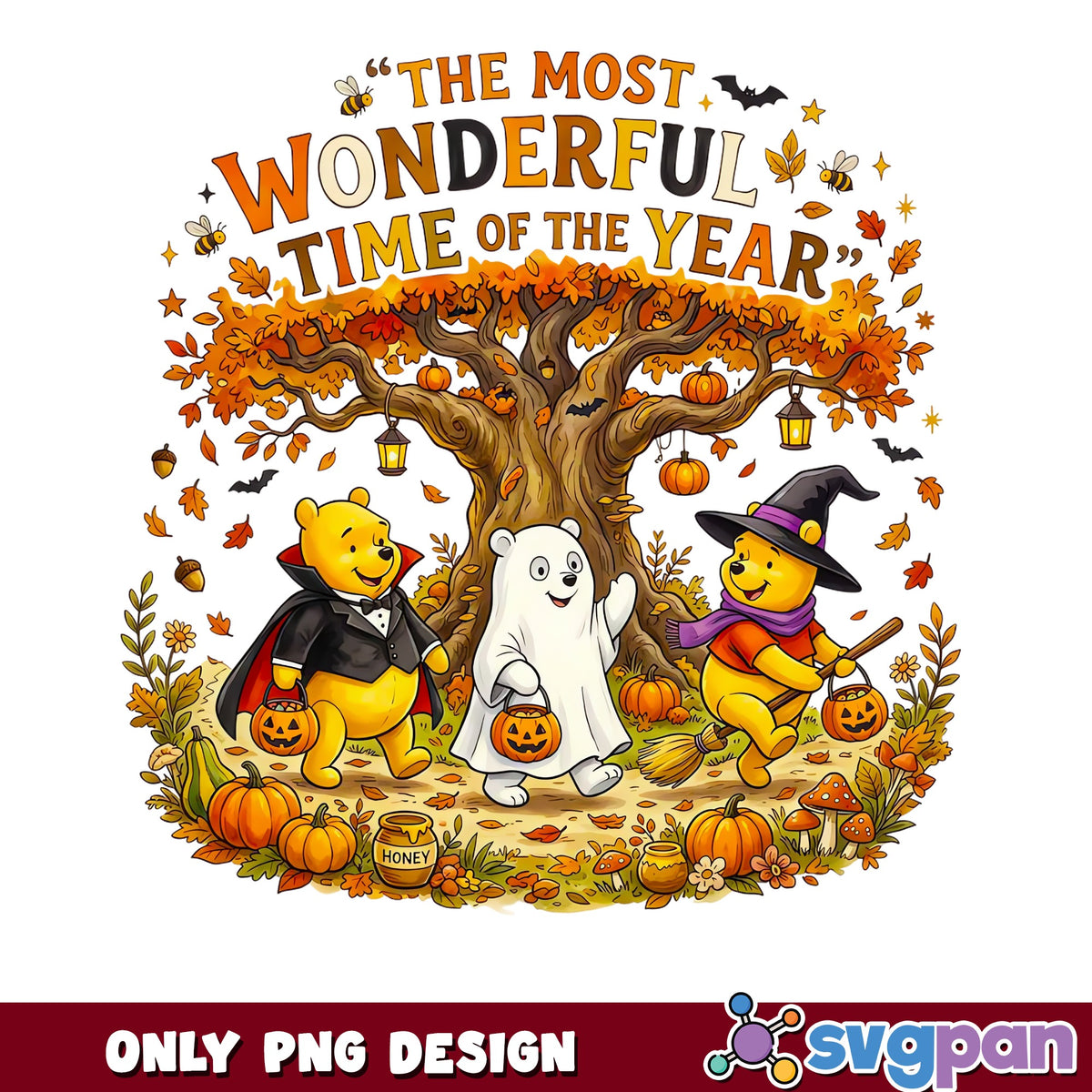 Winnie The Pooh Halloween Costumes PNG, Most Wonderful Time, Pooh PNG