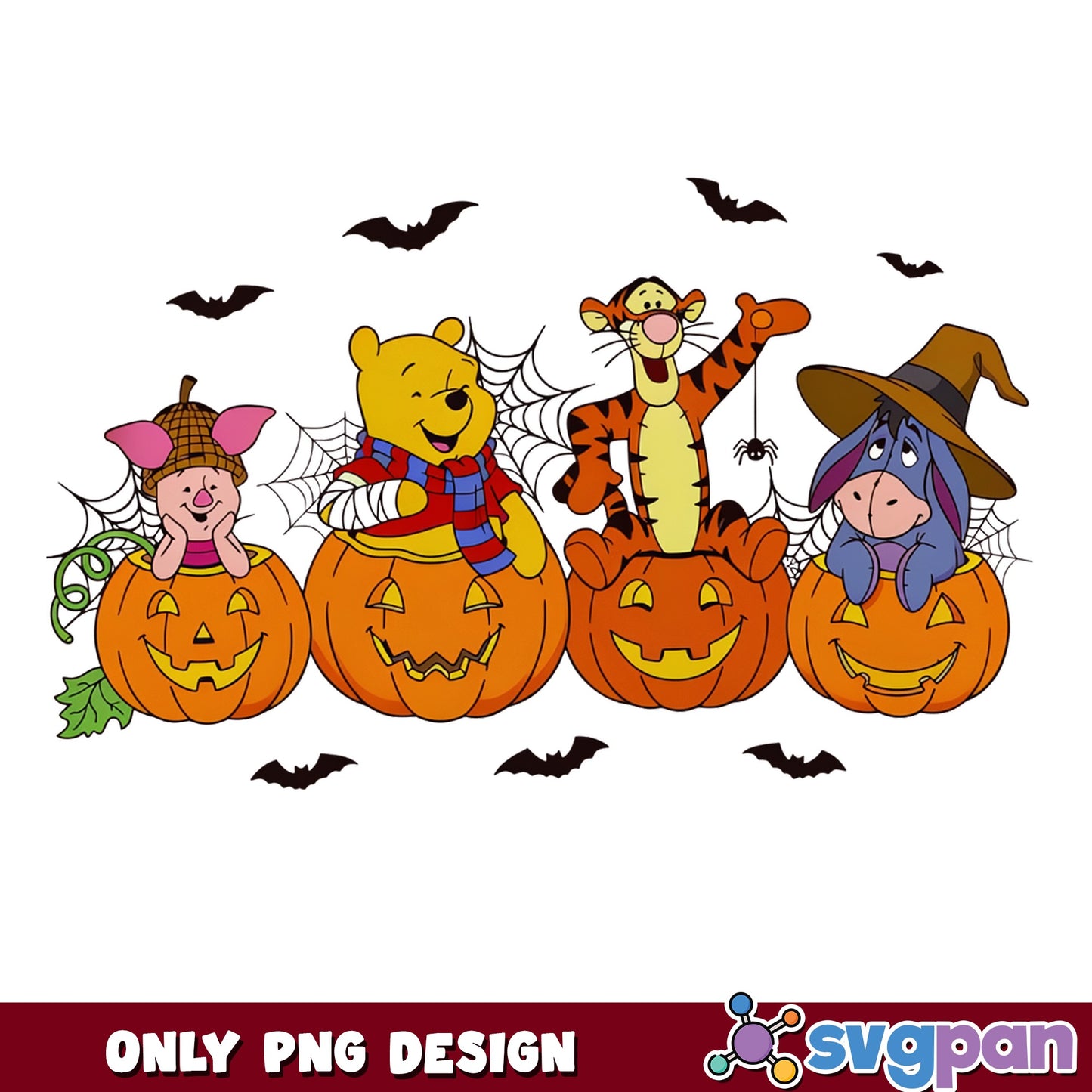 Winnie The Pooh Halloween PNG, Pumpkin Friends PNG, Disney PNG