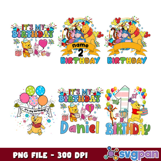 Winnie the Pooh Birthday Bundle PNG Celebrations