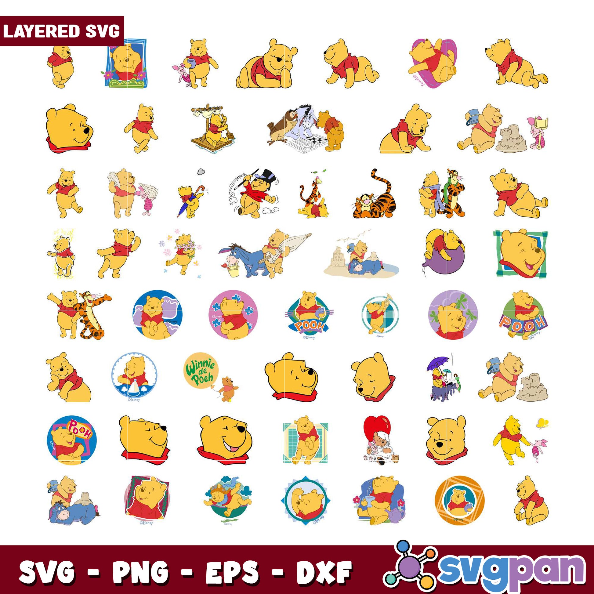 Winnie the Pooh Bundle SVG 100 Unique Designs Set