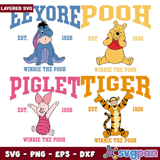 Winnie the Pooh Character Bundle SVG Files Set