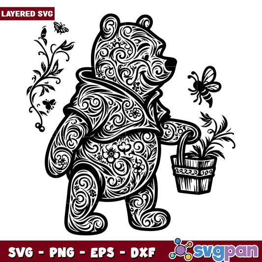 Winnie the Pooh Floral SVG