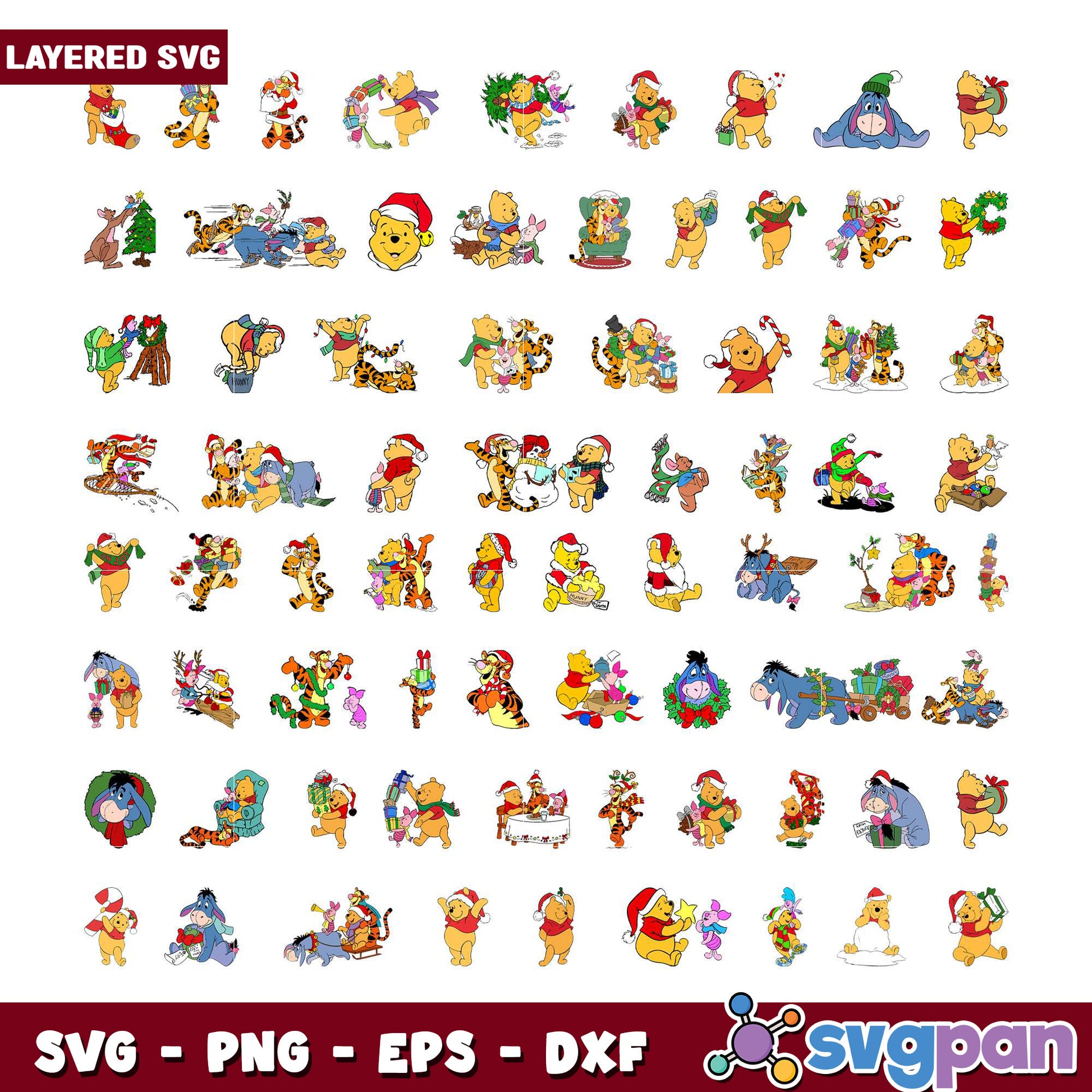 Winnie the Pooh Holiday SVG Bundle for Crafters