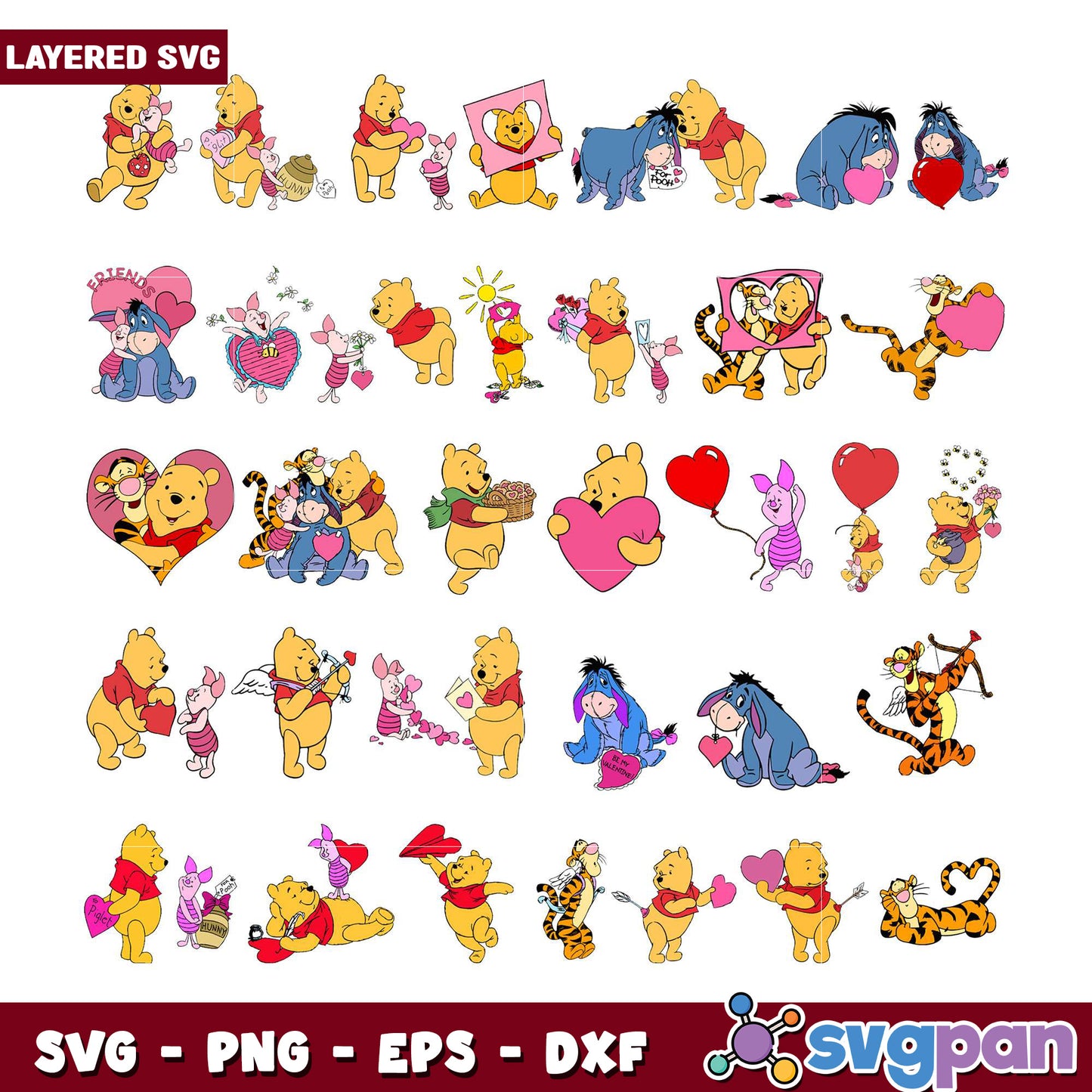 Winnie the Pooh Love Bundle SVG Art Collection