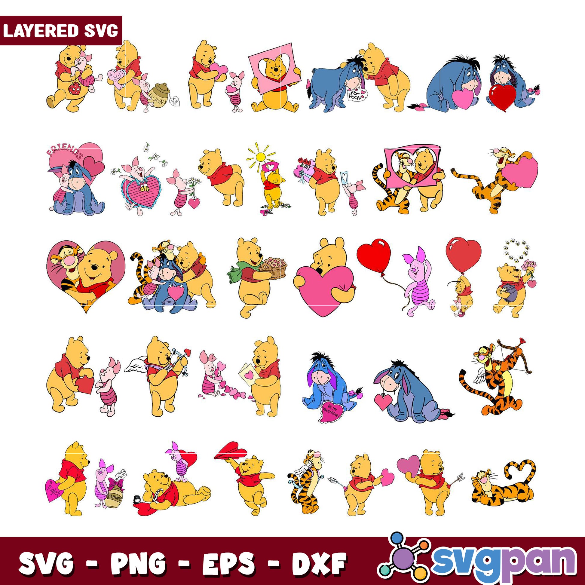 Winnie the Pooh Love Bundle SVG Art Collection