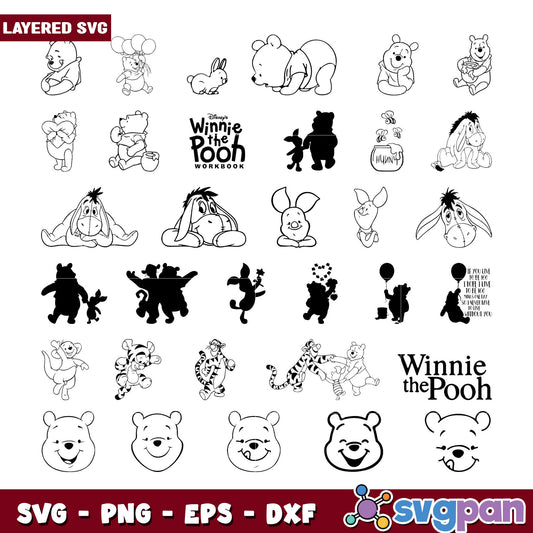 Winnie the Pooh SVG Bundle for Crafting Projects