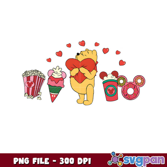 Winnie the Pooh with Treats, Cute PNG File Download