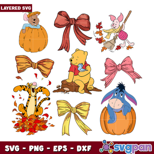 Winnie the pooh characters png, spooky hallowen png, halloween characters png