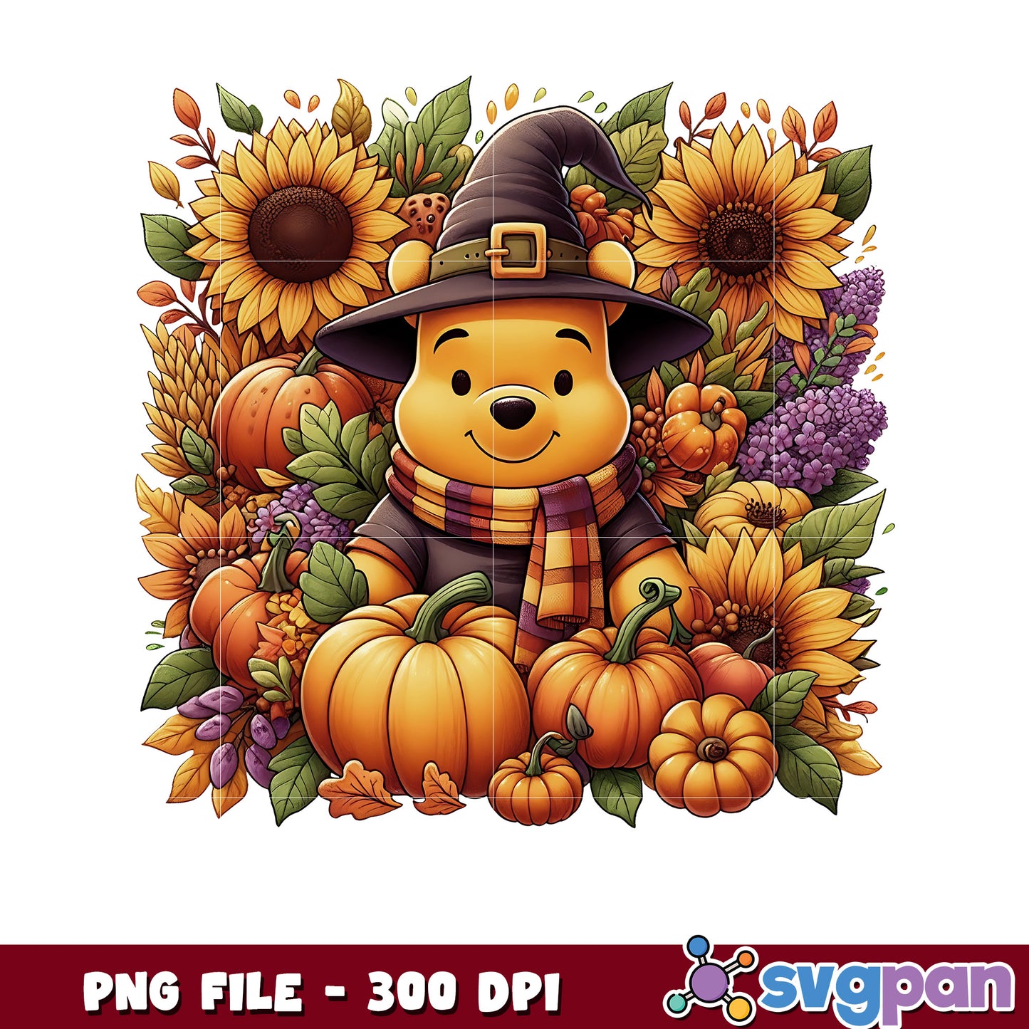 Winnie the pooh flowers png, cartoon characters png, halloween png