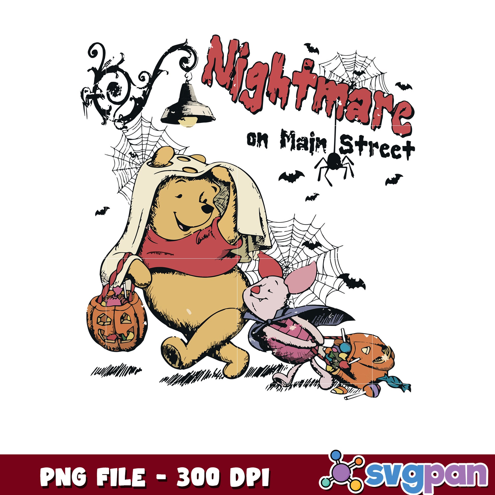 Winnie the pooh nightmare on main street png, halloween season png, scary monster​ png