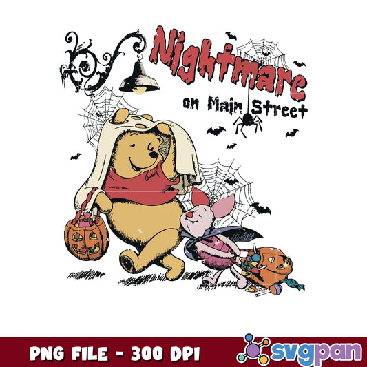 Winnie the pooh nightmare on main street png, halloween season png, scary monster​ png