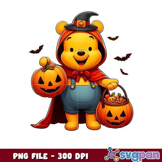 Winnie the pooh png, spooky season png, halloween pajamas png