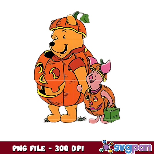 Winnie the pooh pumpkin png, spooky autumn png, fall season png