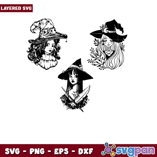 Witch Faces SVG Bundle for Crafting Projects