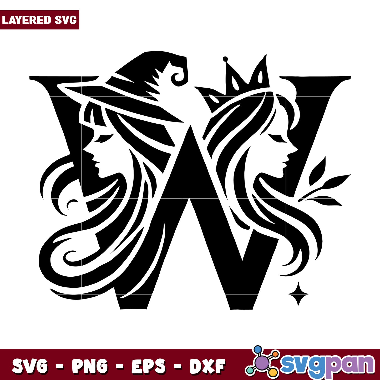 Witch Queen W Letter Logo SVG