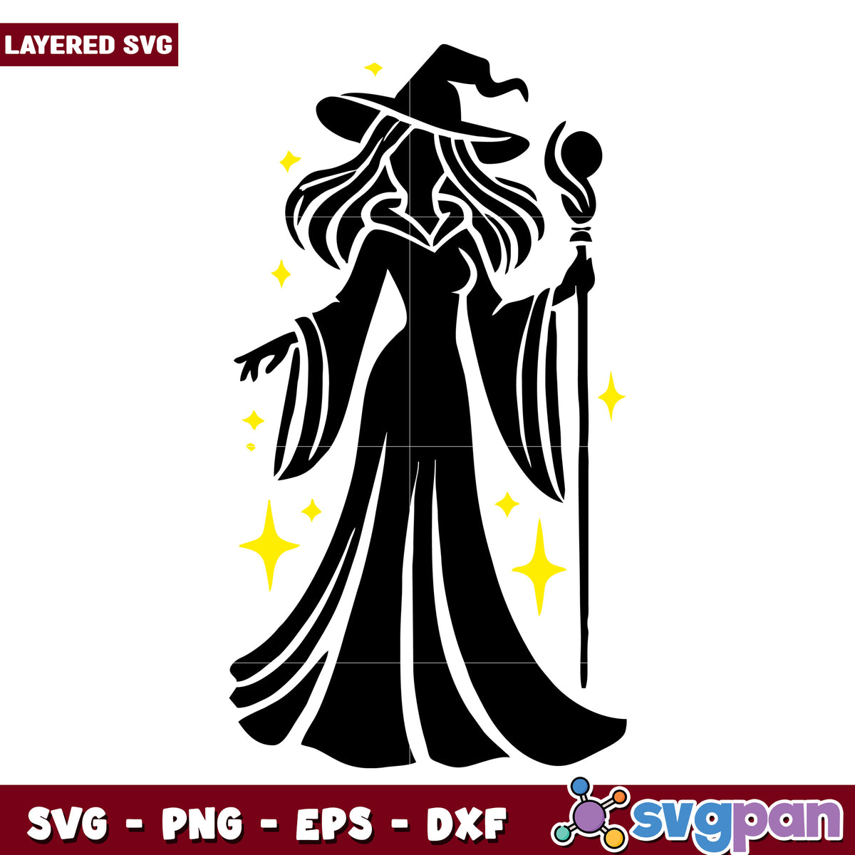 Witch Silhouette SVG Cut File