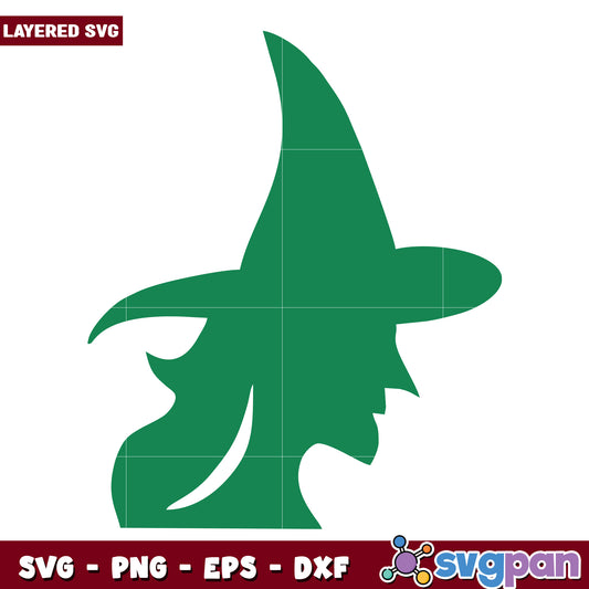 Witch Silhouette SVG Green Hat Design
