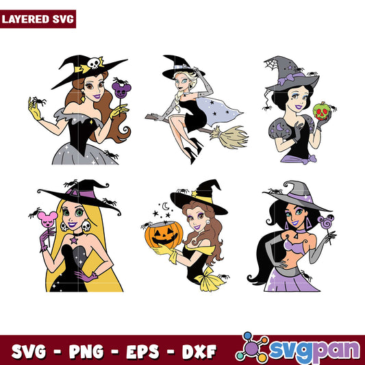 Witch Themed Cartoon Character SVG Bundle Set