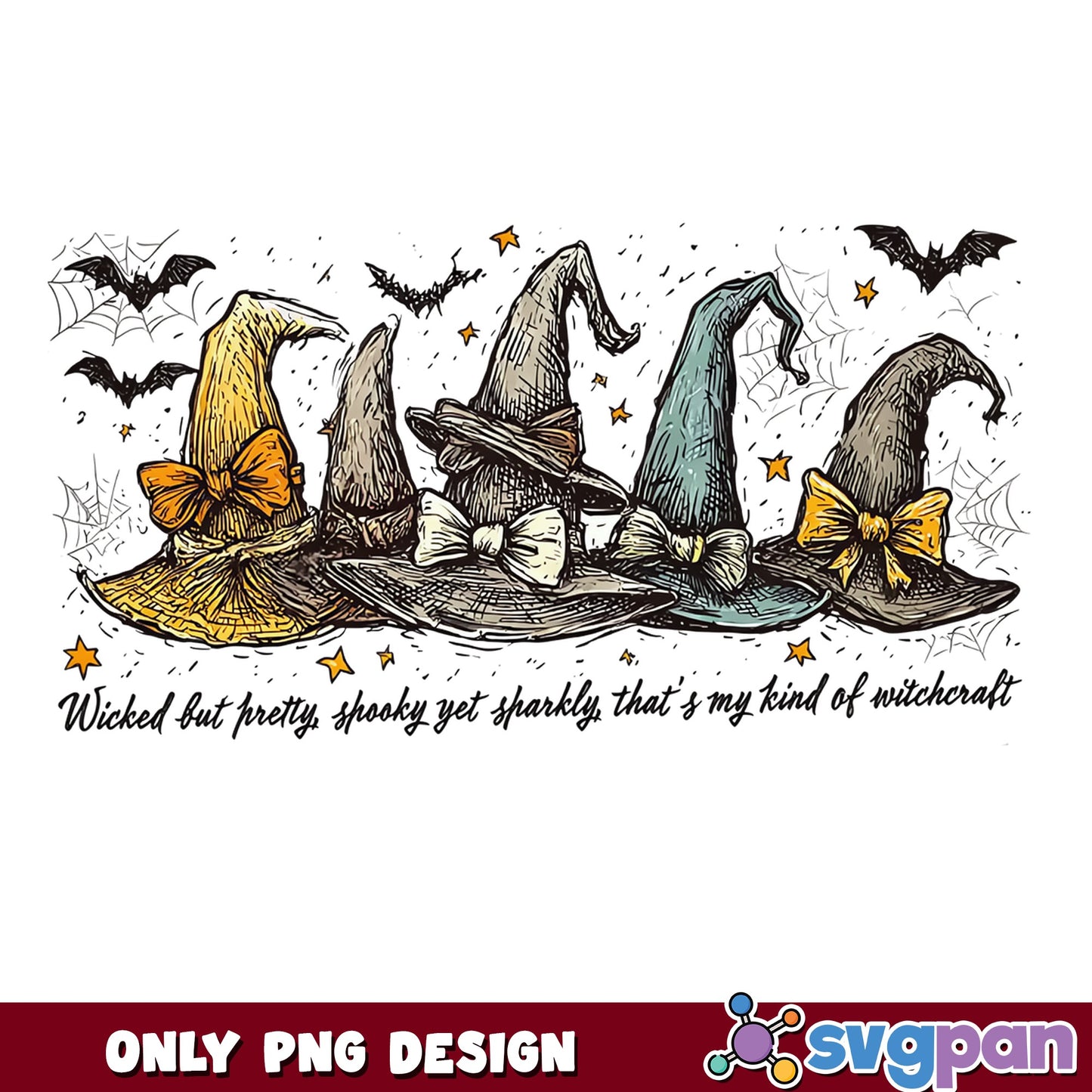 Witch Hats Halloween PNG, Wicked But Pretty Witchcraft PNG, Spooky PNG