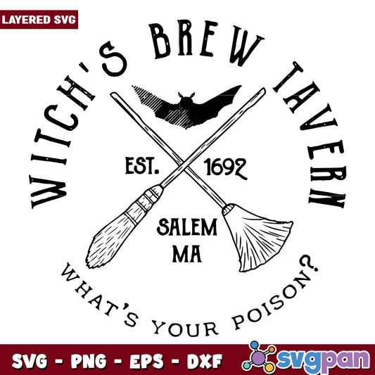 Witch brew taven svg, halloween quotes svg, halloween villains svg